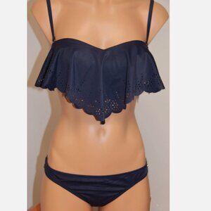 NWT Roxy Swimsuit 2pc Bikini Set Sz M Molded Bandeau Underwire Bandeau